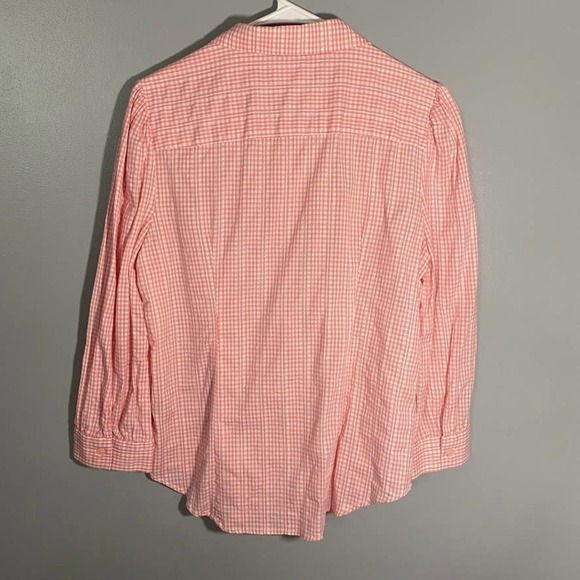 court & Rowe Pink Gingham 100% Cotton Button Down Blouse Size Medium - Picture 7 of 7